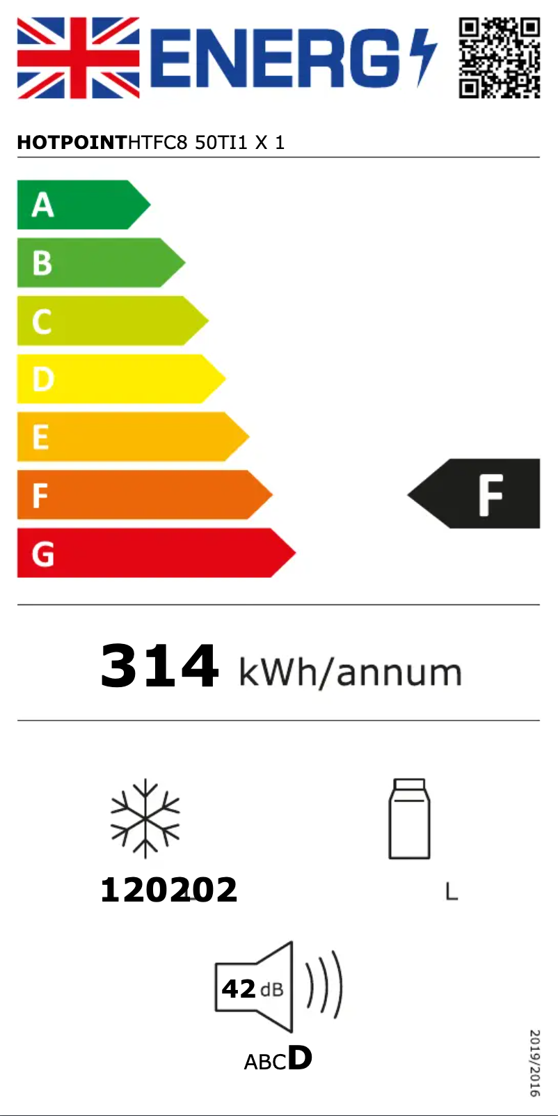 Page n°1 - Label énergétique Hotpoint HTFC8 50TI1 X 1