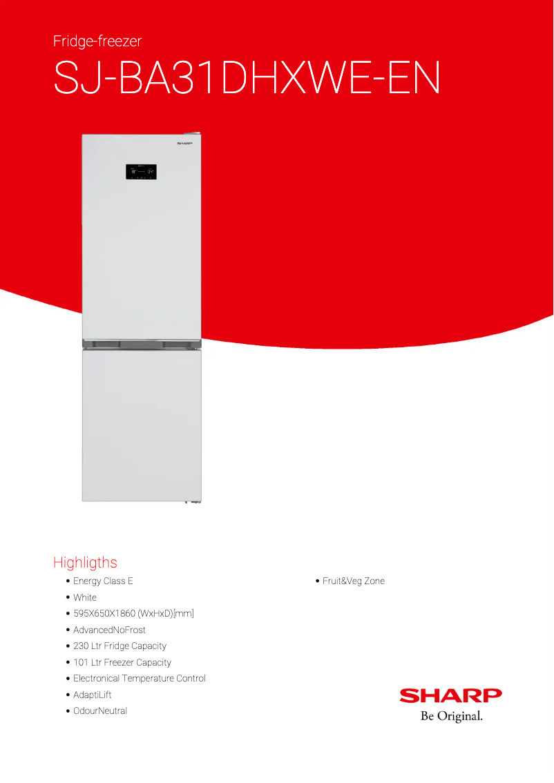 Page n°1 - Fiche technique Sharp SJ-BA31DHXWE-EN