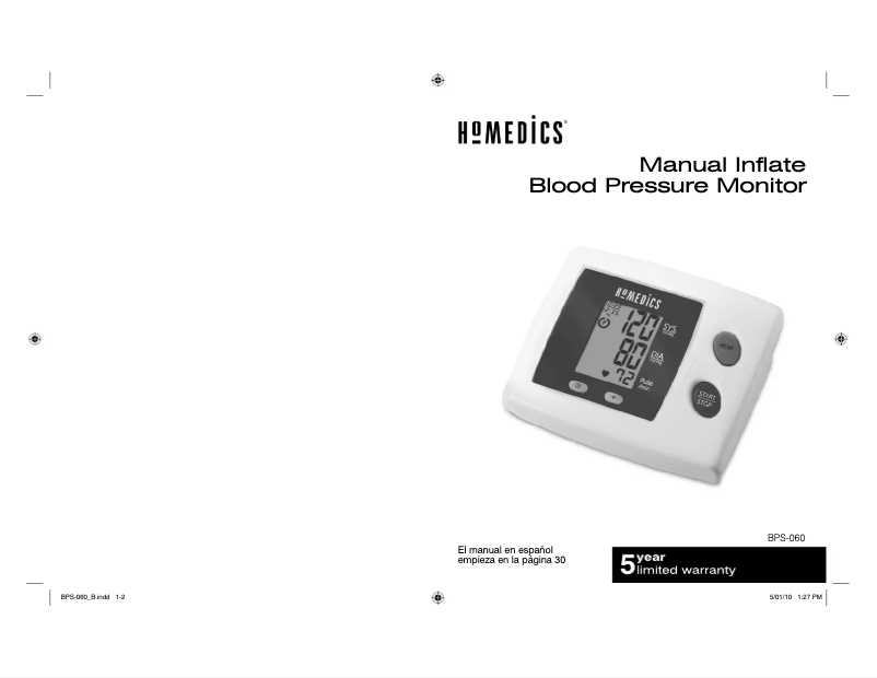 Page n°1 - Manuel utilisateur Homedics BPS-060