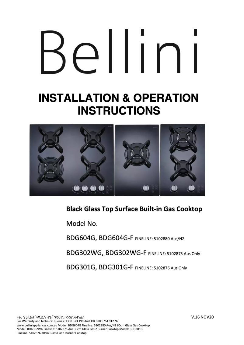 Page n°1 - Manuel utilisateur Bellini BDG302WG