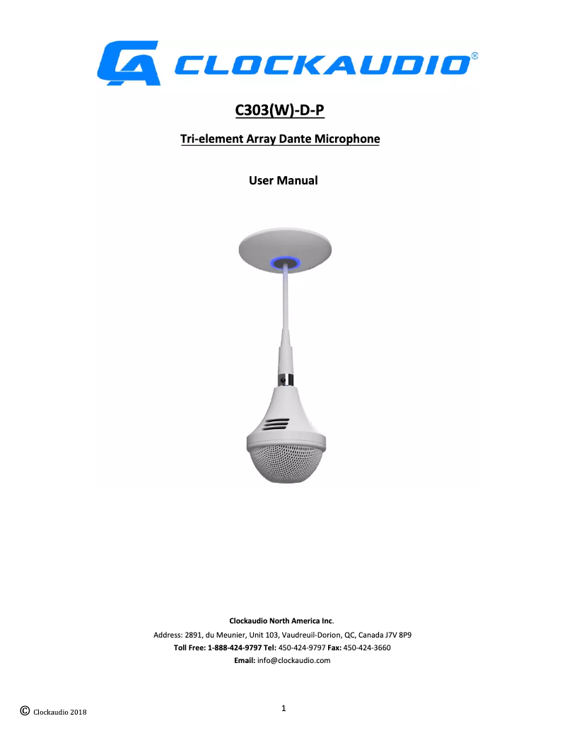 Page n°1 - Manuel utilisateur Clockaudio C303-D