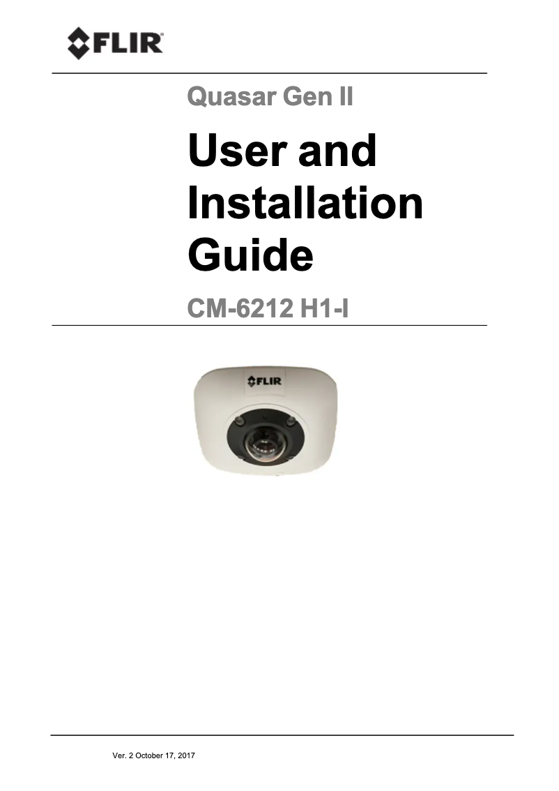 Page 1 de la notice Manuel utilisateur FLIR Quasar CM-6212