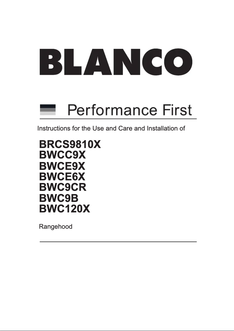 Page 1 de la notice Guide d'installation BLANCO BWCE9X