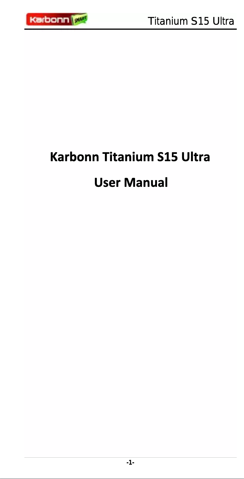 Page n°1 - Manuel utilisateur Karbonn Titanium S15 Ultra