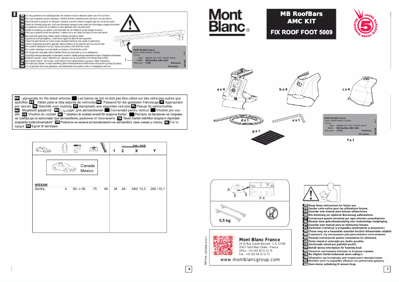 Page 1 de la notice Manuel utilisateur Mont Blanc AMC 5009