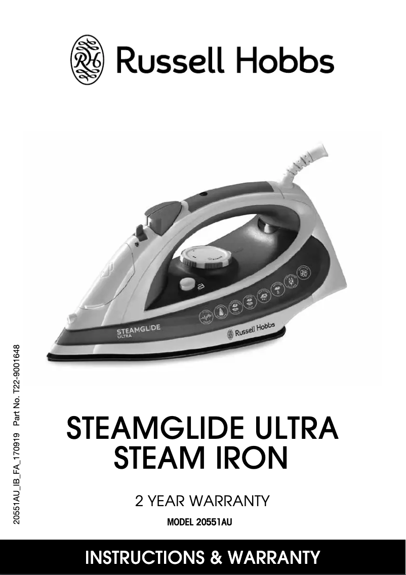 Image de la première page du manuel de l'appareil Steamglide Ultra 20551AU
