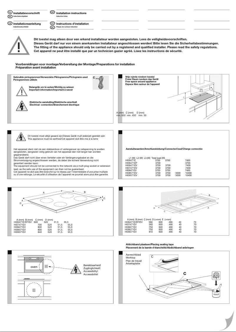Page 1 de la notice Guide d'installation Atag HI07471EV