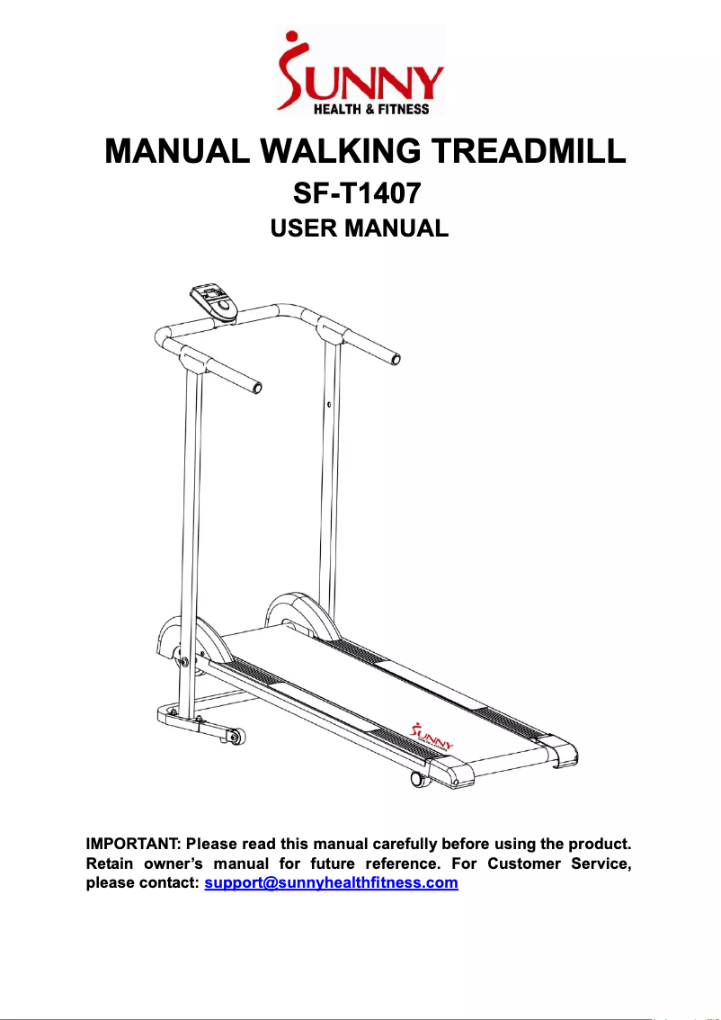 Page n°1 - Manuel utilisateur Sunny Health & Fitness SF-T1407