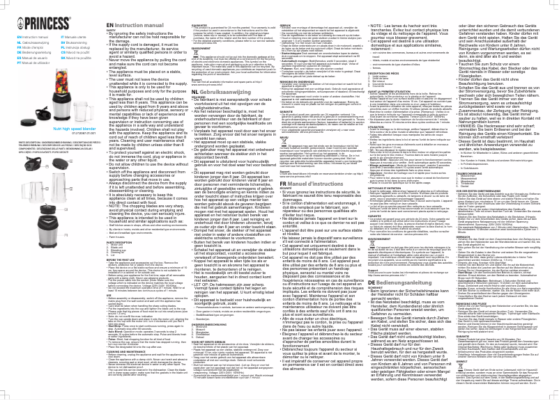 Page n°1 - Manuel utilisateur Princess Nutri High Speed Blender 212067