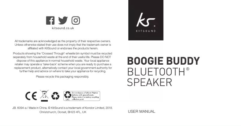 Image de la première page du manuel de l'appareil Boogie Buddy