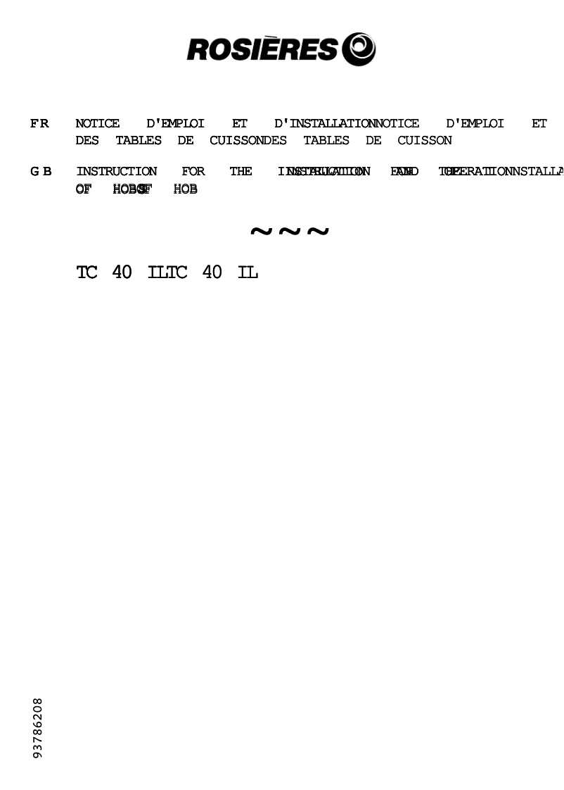 Image de la première page du manuel de l'appareil TC40 ILIN