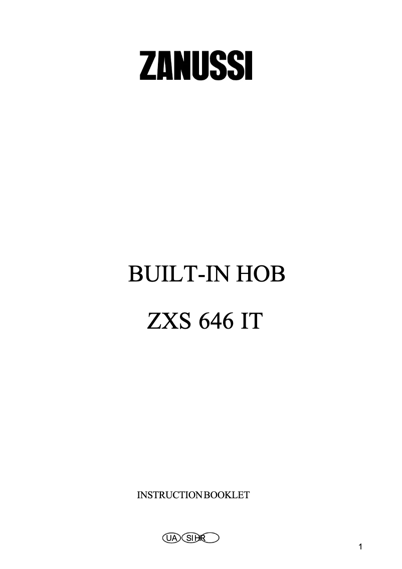 Page 1 de la notice Manuel utilisateur Zanussi ZXS646ITX