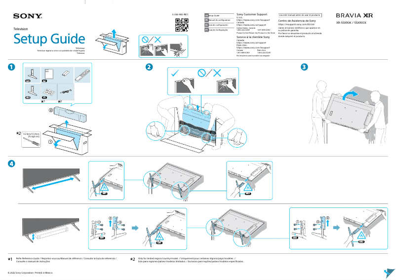 Page 1 de la notice Guide d'installation Sony XR-55X90K