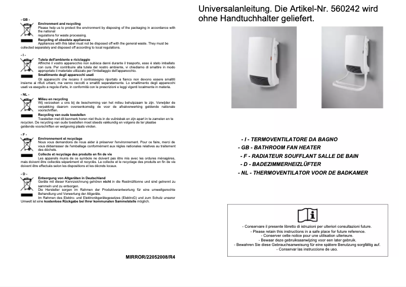 Page 1 de la notice Manuel utilisateur Aurora Mirror