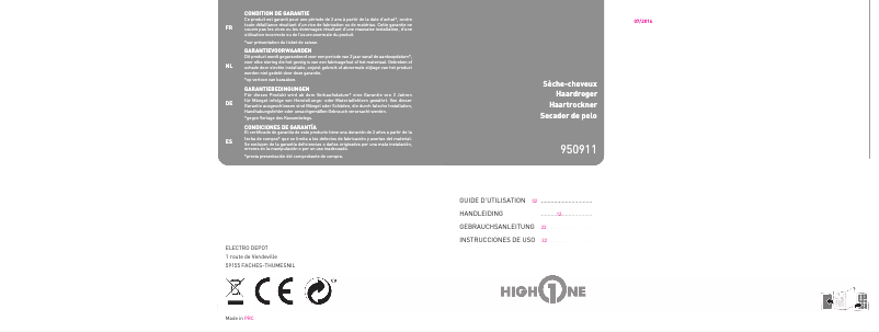 Page 1 de la notice Manuel utilisateur High One SC7