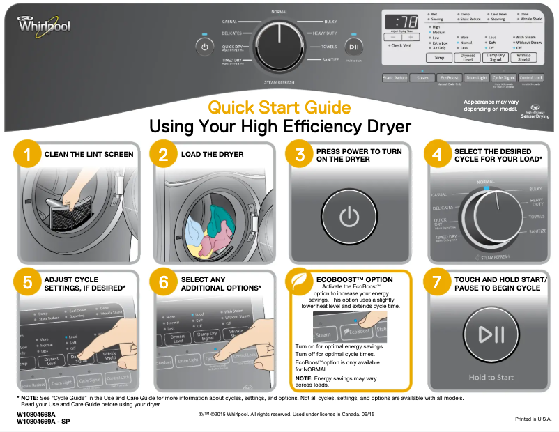 Page 1 de la notice Manuel utilisateur Whirlpool WED90HEF