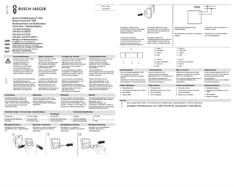 Page 1 de la notice Manuel utilisateur Busch-Jaeger 6125/02-885