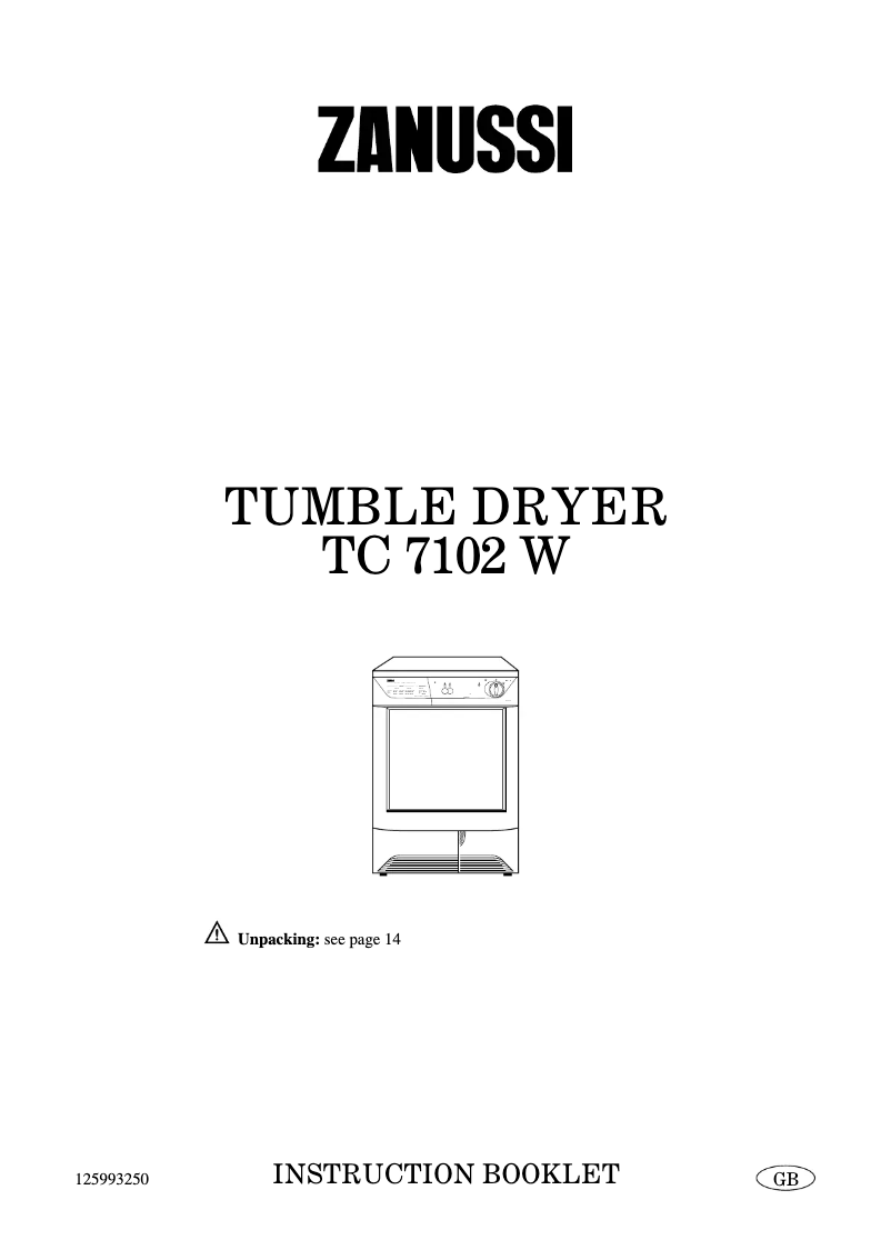 Page n°1 - Manuel utilisateur Zanussi TC 7102 S