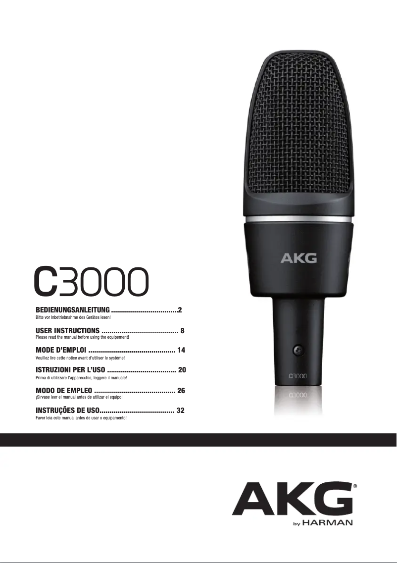 Page n°1 - Manuel utilisateur AKG C3000