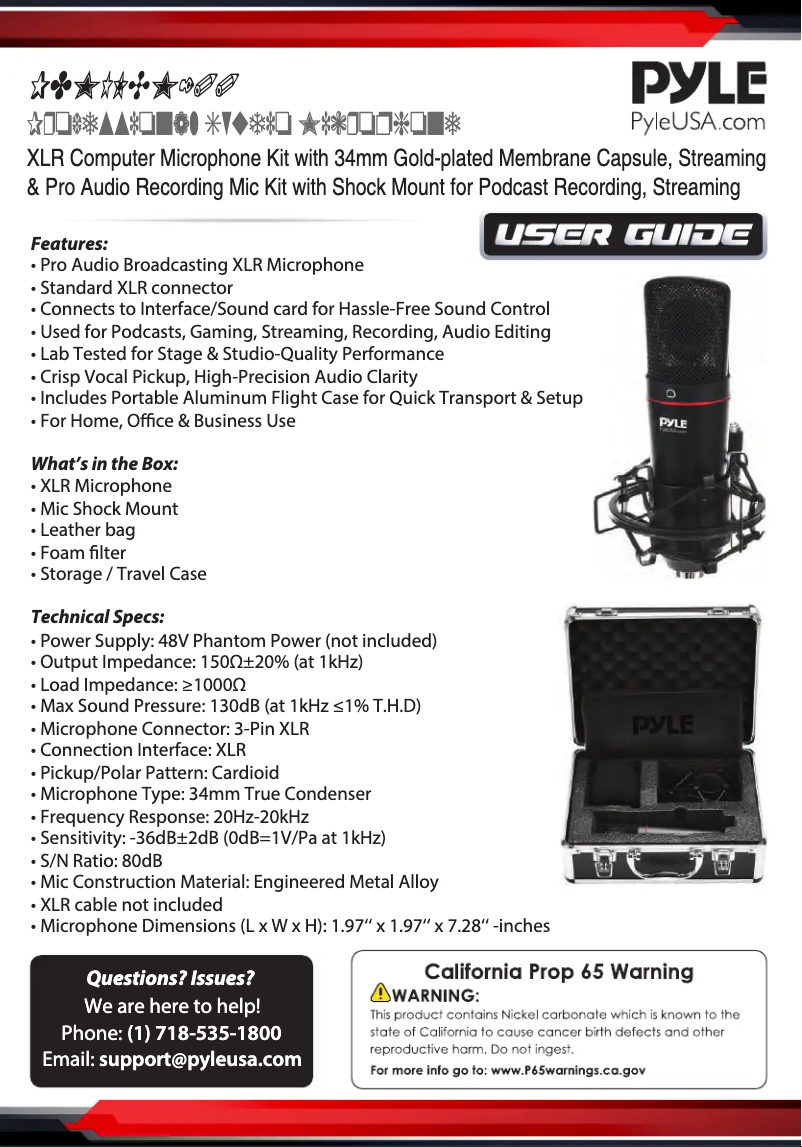 Page 1 de la notice Manuel utilisateur Pyle PDMILCM100