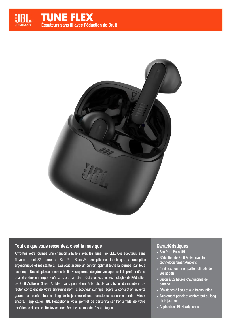 Page n°1 - Fiche technique JBL Tune Flex