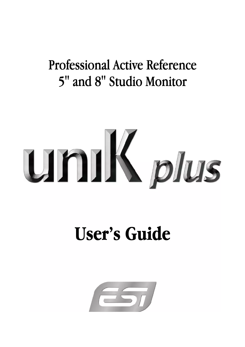 Page n°1 - Manuel utilisateur ESI uniK 05+