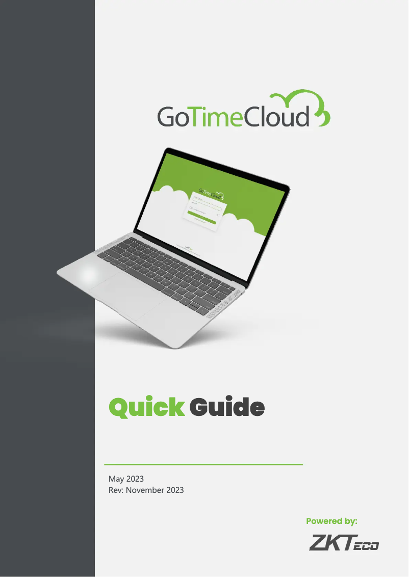 Image de la première page du manuel de l'appareil GoTime Cloud