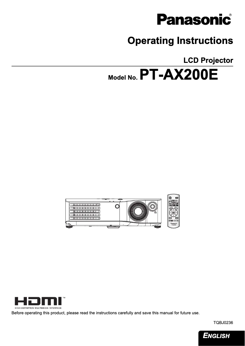 Image de la première page du manuel de l'appareil PT-AX200E