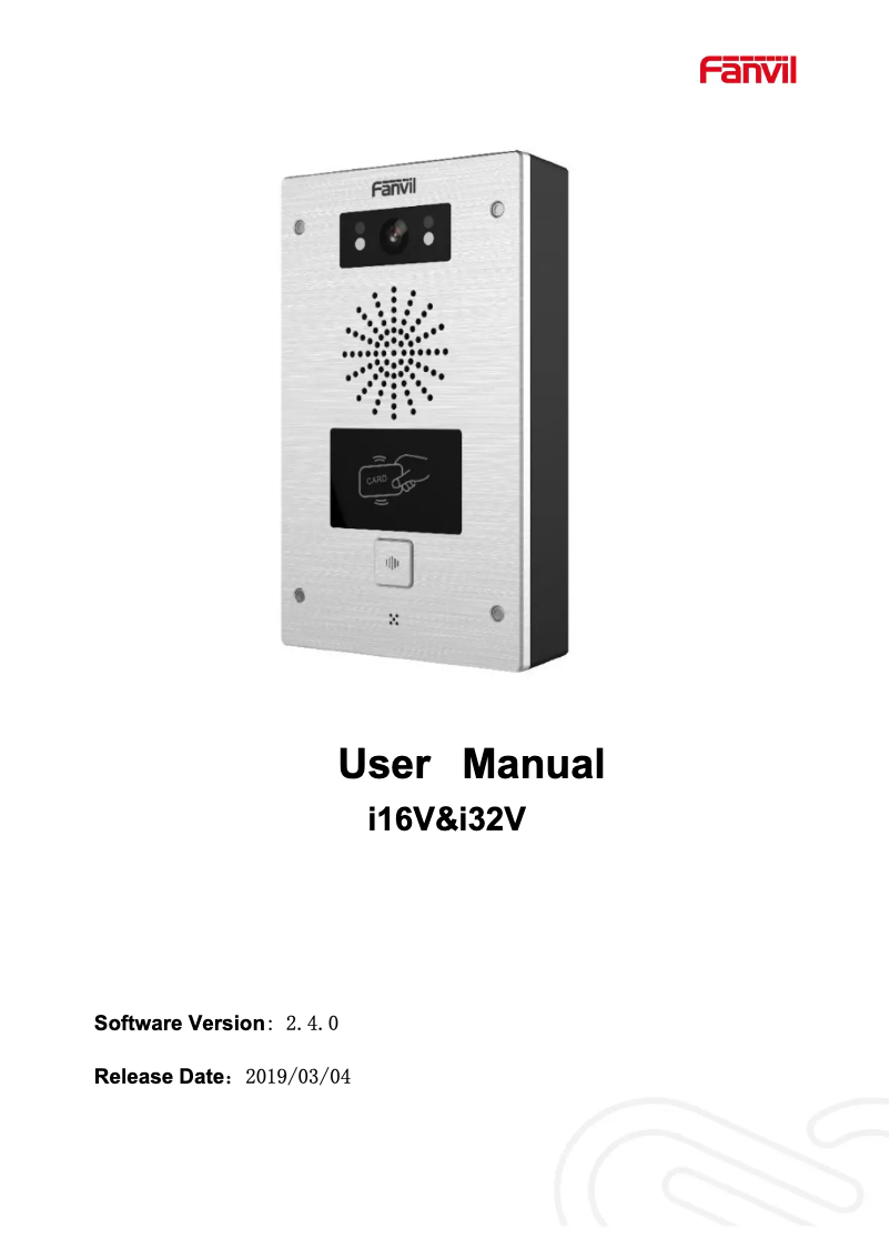 Page 1 de la notice Manuel utilisateur Fanvil i32V