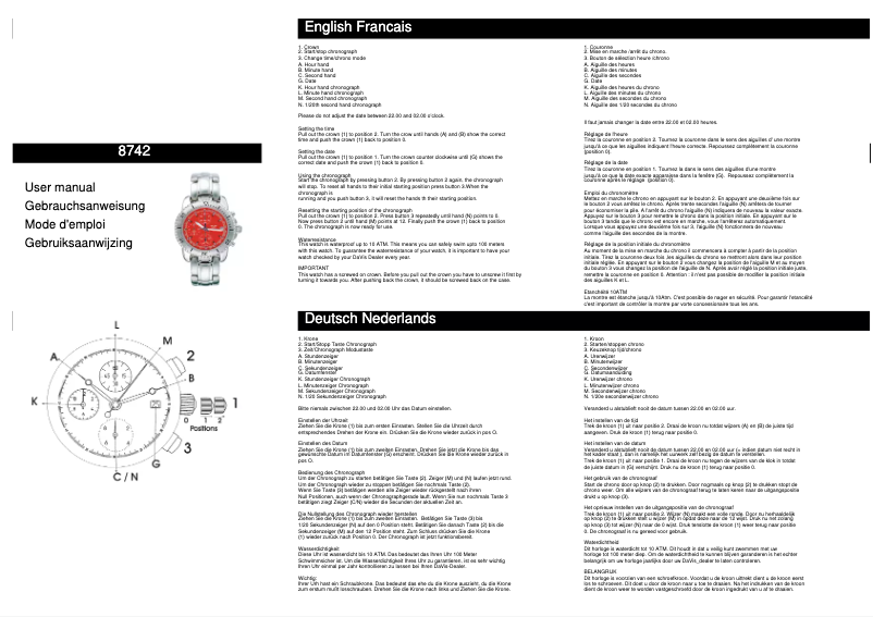 Page n°1 - Manuel utilisateur Davis 8742