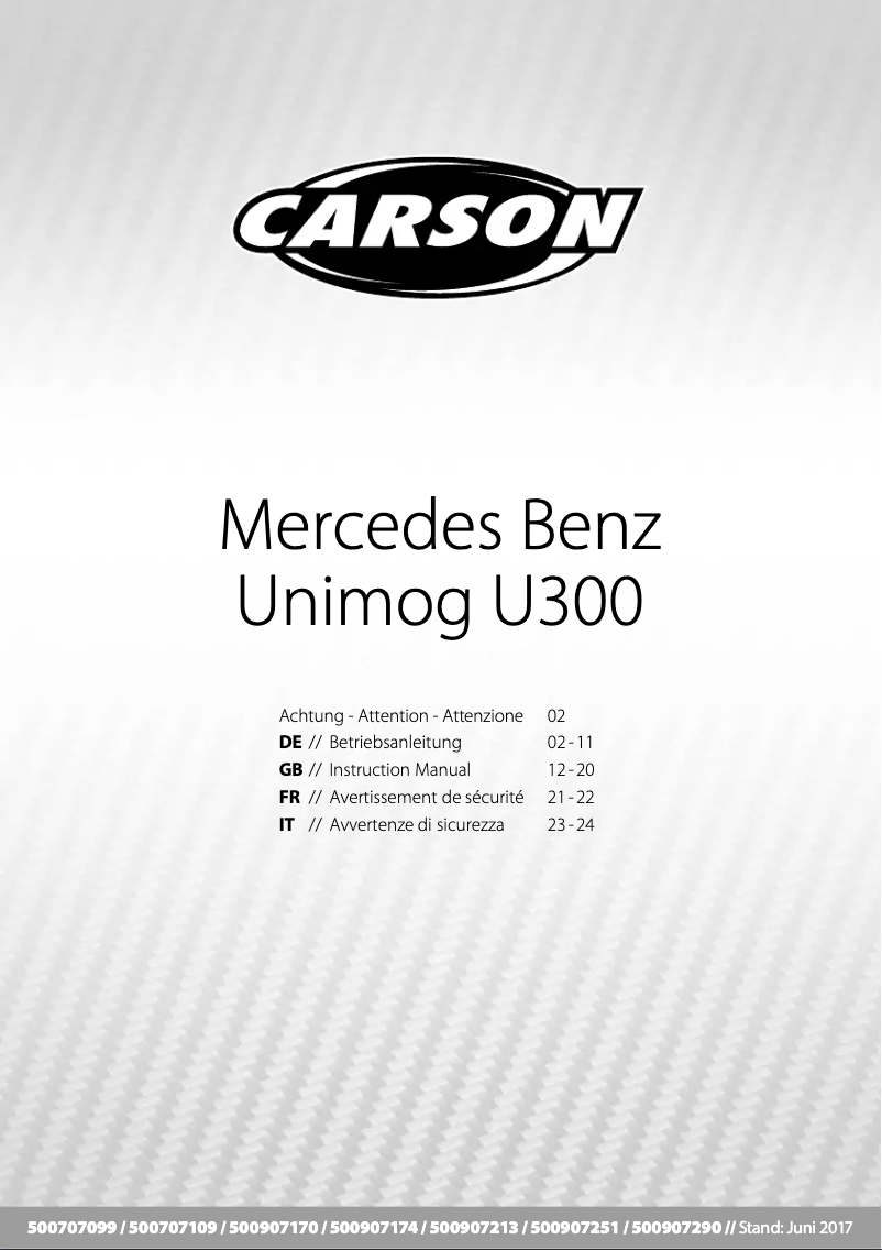 Image de la première page du manuel de l'appareil Unimog U300