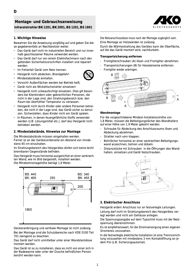 Page 1 de la notice Manuel utilisateur AKO BK 1201