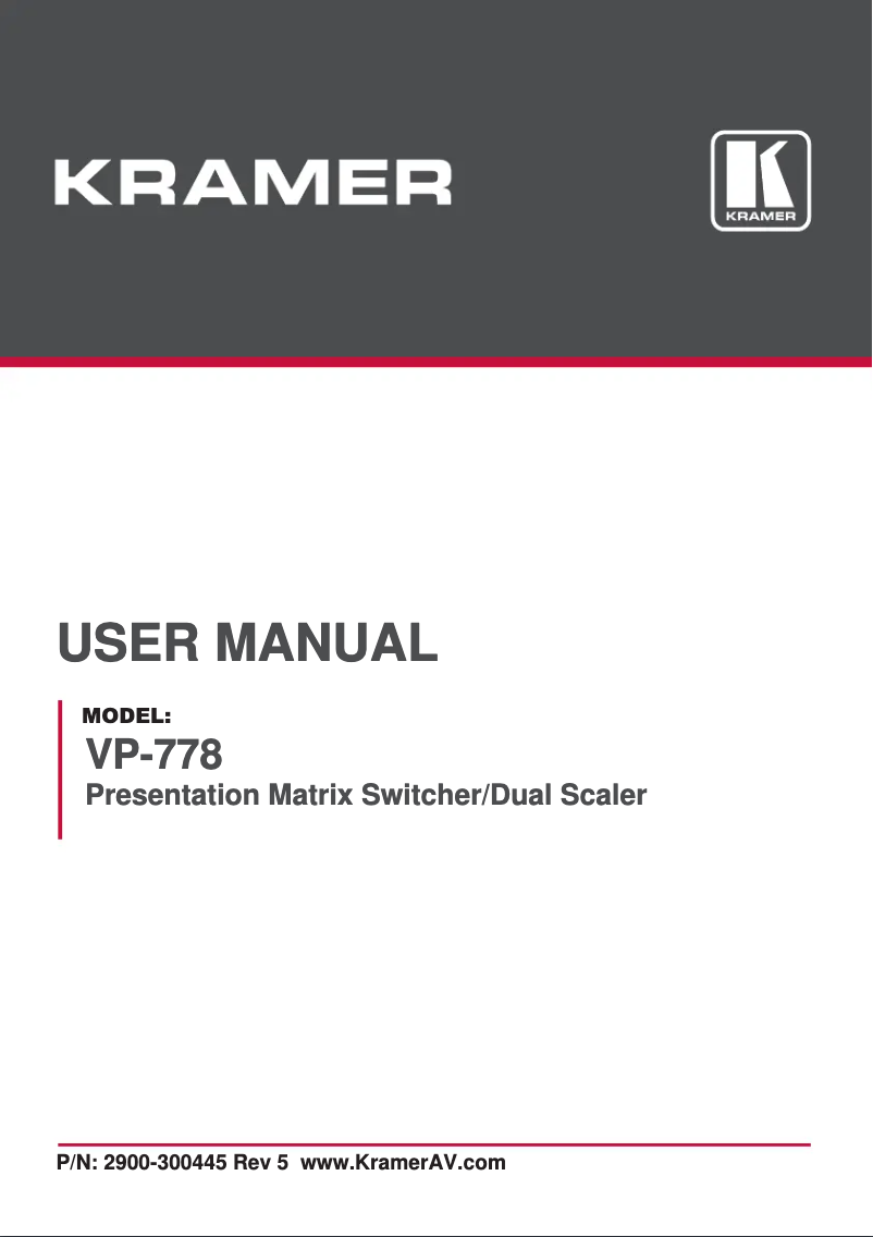 Page n°1 - Manuel utilisateur Kramer VP-778