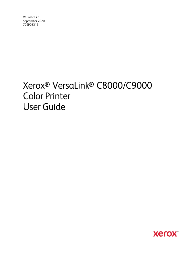 Page n°1 - Manuel utilisateur Xerox VersaLink C8000W