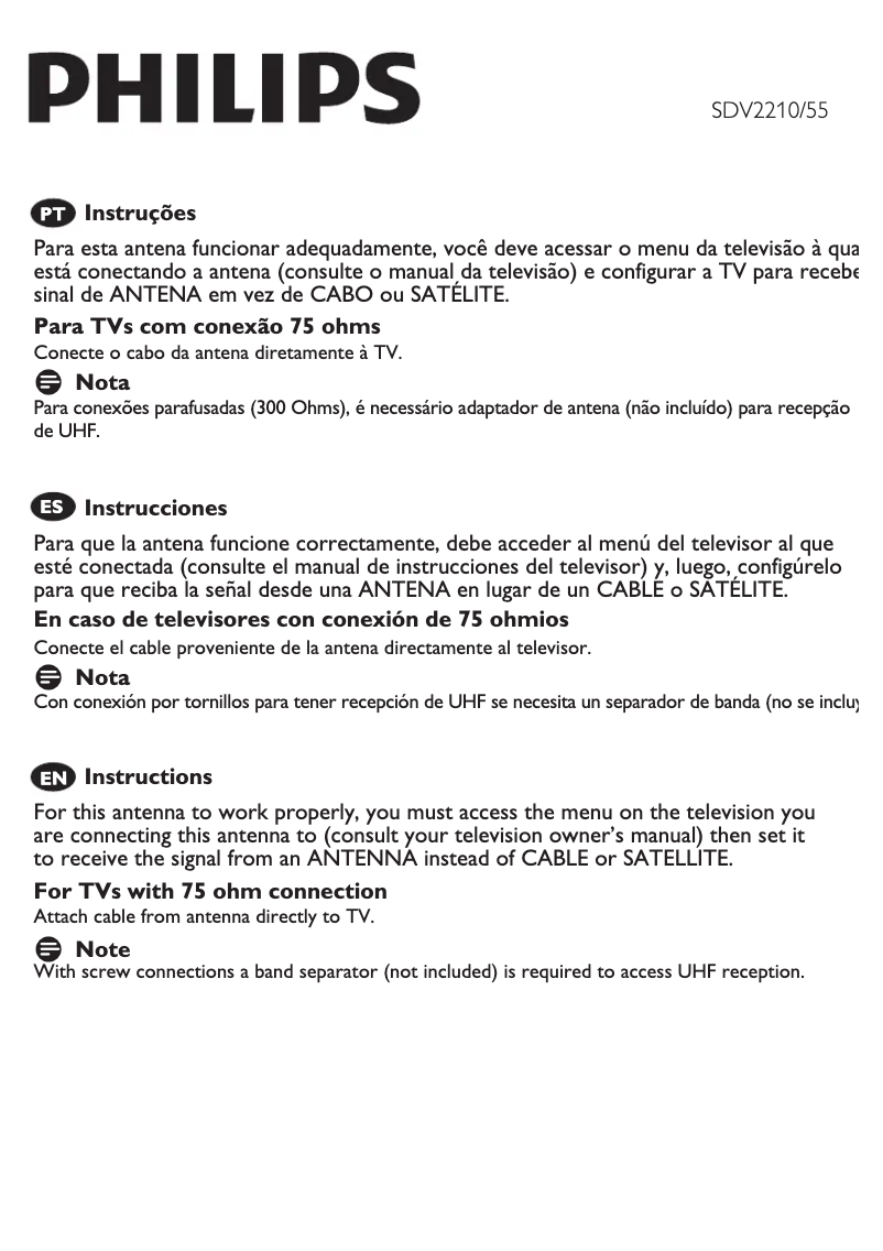 Page 1 de la notice Manuel utilisateur Philips SDV2210