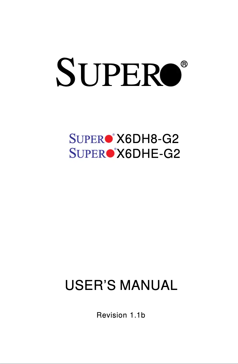 Page 1 de la notice Manuel utilisateur Supermicro X6DHE-G2