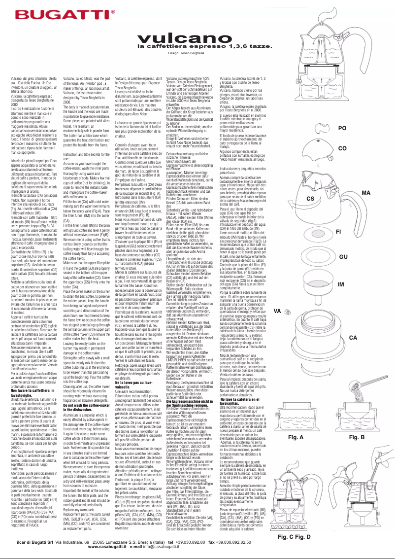 Page 1 de la notice Manuel utilisateur Bugatti Vulcano