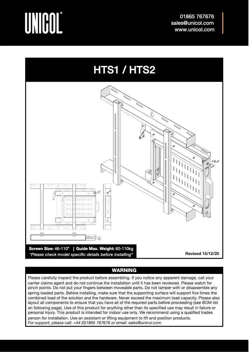 Page n°1 - Manuel utilisateur Unicol HTS1