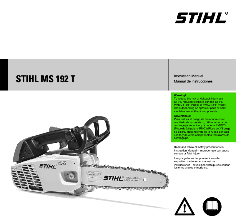 Page 1 de la notice Manuel utilisateur Stihl MS 192 TC