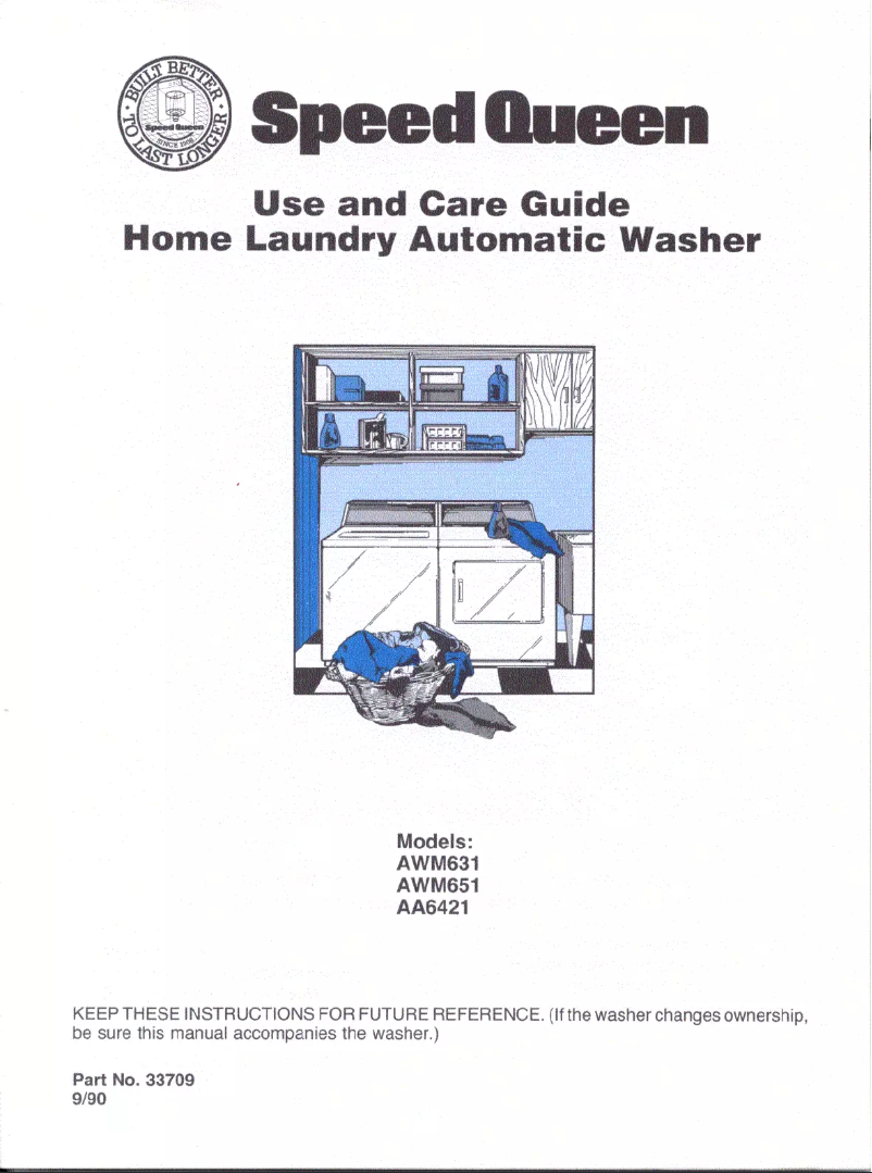 Page n°1 - Manuel utilisateur Speed Queen AWM631W