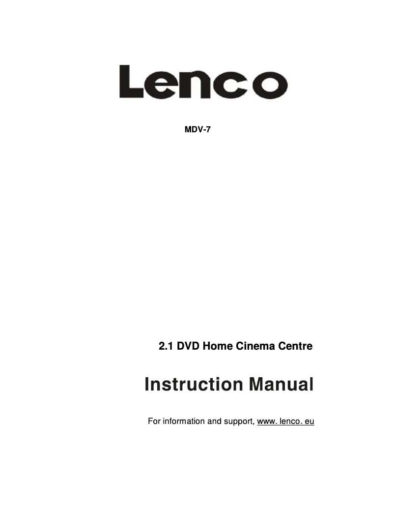 Page 1 de la notice Manuel utilisateur Lenco MDV-7