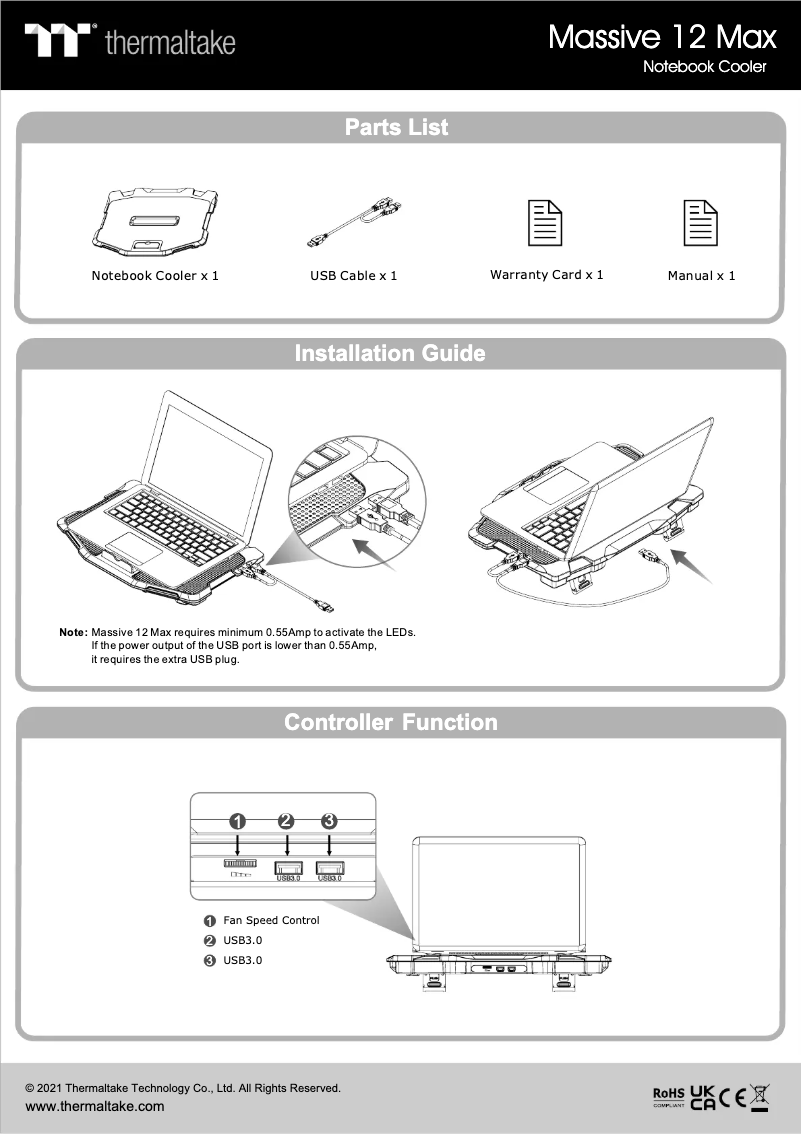 Page 1 de la notice Manuel utilisateur Thermaltake Massive 12 Max