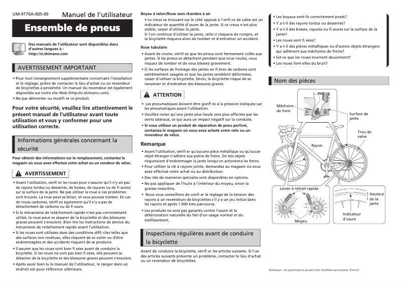 Página 1 del manual Manual de usuario Shimano WH-R9200-C36-TU-F