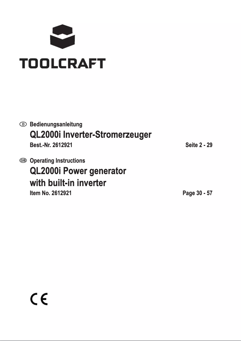 Page 1 de la notice Manuel utilisateur Toolcraft QL2000i