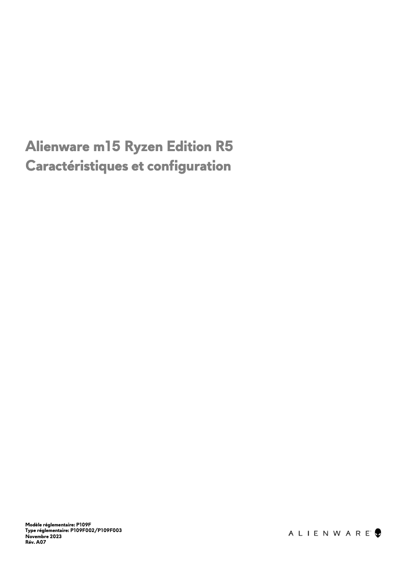 Page n°1 - Guide d'installation Alienware m15 Ryzen Edition R5