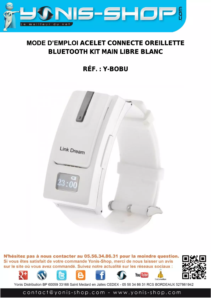 Page 1 de la notice Manuel utilisateur Yonis Y-BOBU