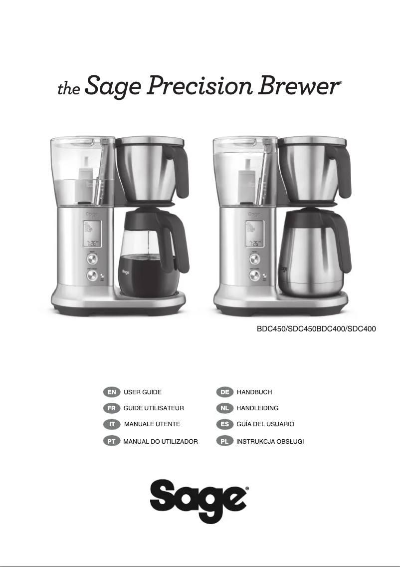 Page 1 de la notice Manuel utilisateur Sage the Precision Brewer SDC400