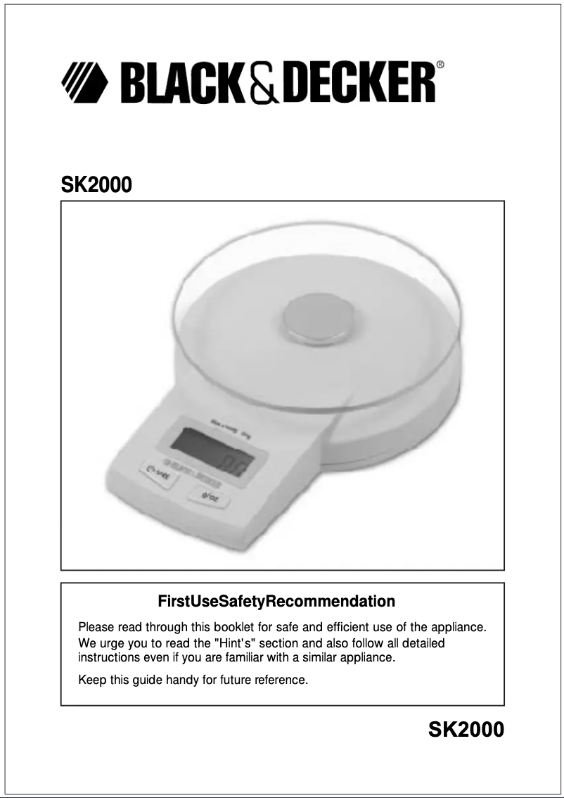 Page n°1 - Manuel utilisateur Black & Decker SK2000