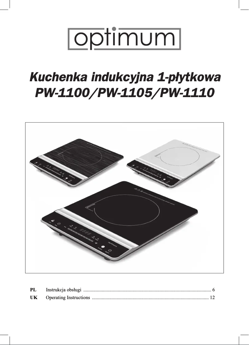 Page 1 de la notice Manuel utilisateur Optimum PW-1105
