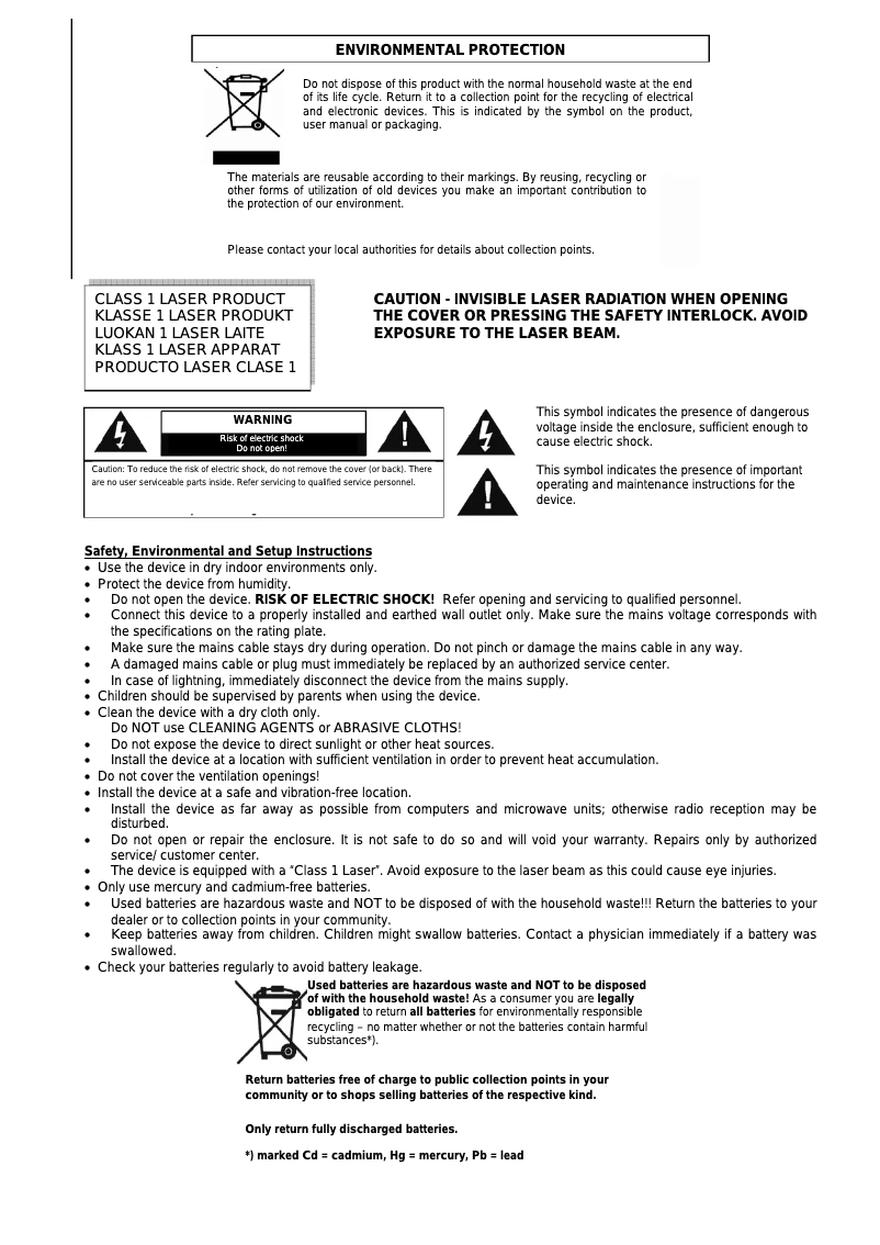 Page n°1 - Manuel utilisateur Soundmaster UR2060